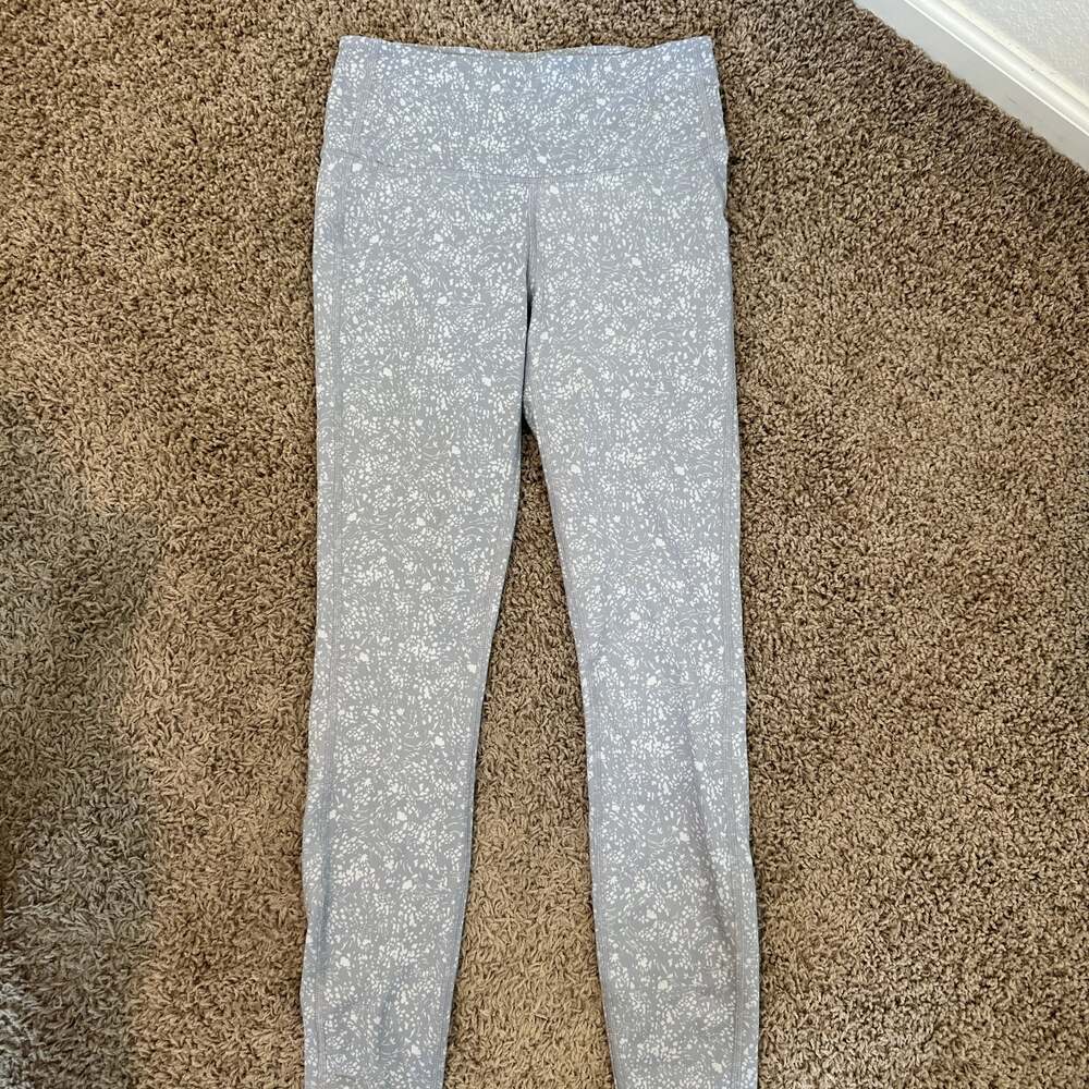 Athleta Elation High-Waisted Leggings, Light gray Speckled Print, Size XS